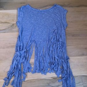 Blue Fringe Crop Top